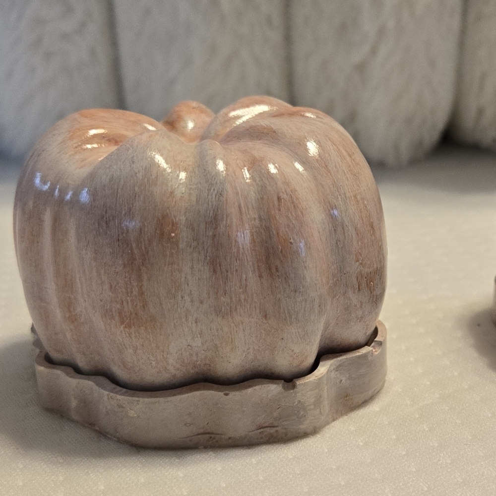 2 Porcelain Handmade/painted Pumpkin Decor. Alone Or With Greenery - Picture 8 of 8